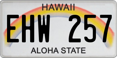 HI license plate EHW257