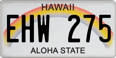 HI license plate EHW275