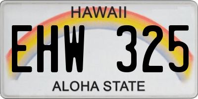 HI license plate EHW325
