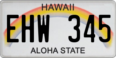 HI license plate EHW345