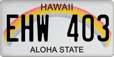 HI license plate EHW403