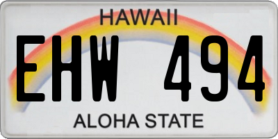 HI license plate EHW494