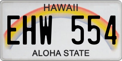 HI license plate EHW554