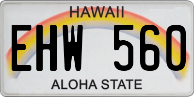 HI license plate EHW560