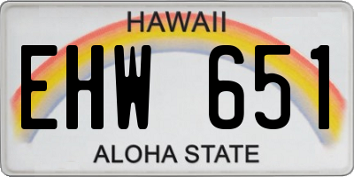 HI license plate EHW651