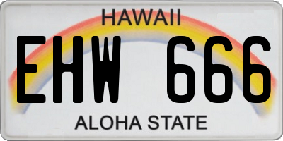 HI license plate EHW666