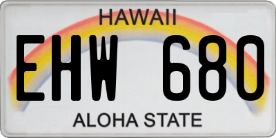 HI license plate EHW680