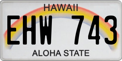 HI license plate EHW743