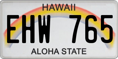 HI license plate EHW765