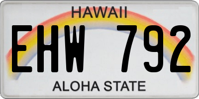HI license plate EHW792