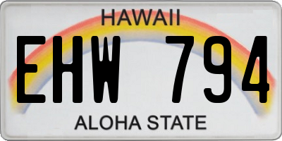 HI license plate EHW794