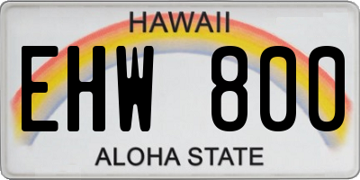 HI license plate EHW800