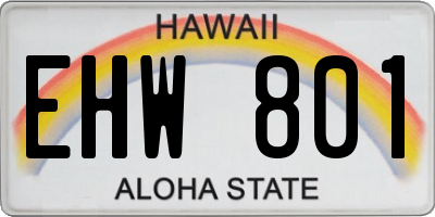 HI license plate EHW801