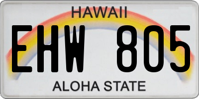 HI license plate EHW805