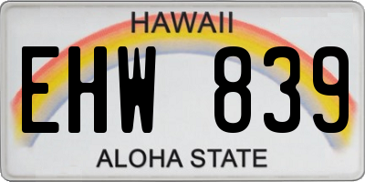 HI license plate EHW839
