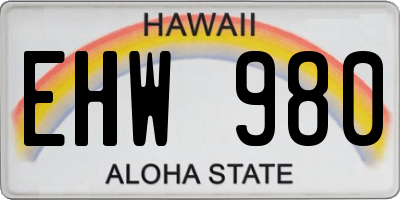 HI license plate EHW980