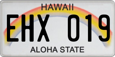 HI license plate EHX019