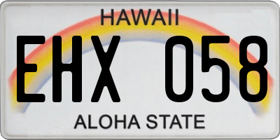 HI license plate EHX058