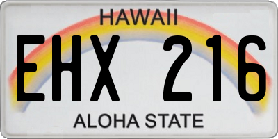 HI license plate EHX216