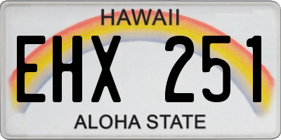 HI license plate EHX251