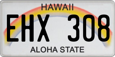 HI license plate EHX308