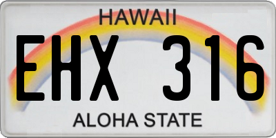 HI license plate EHX316