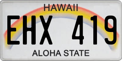 HI license plate EHX419