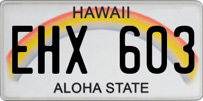 HI license plate EHX603