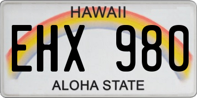 HI license plate EHX980