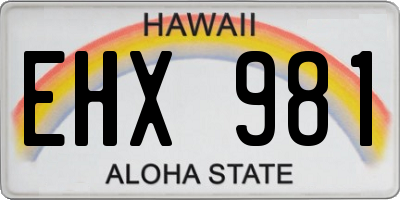 HI license plate EHX981