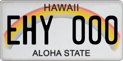 HI license plate EHY000