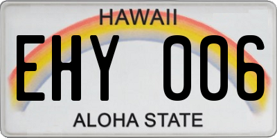 HI license plate EHY006