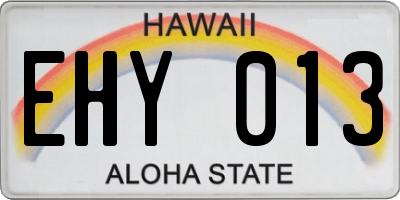 HI license plate EHY013