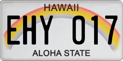 HI license plate EHY017