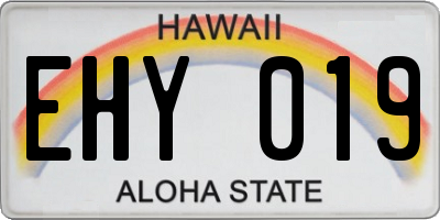HI license plate EHY019