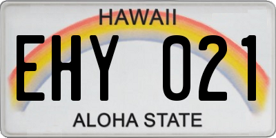 HI license plate EHY021