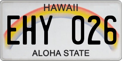 HI license plate EHY026