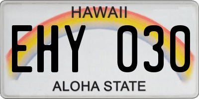 HI license plate EHY030