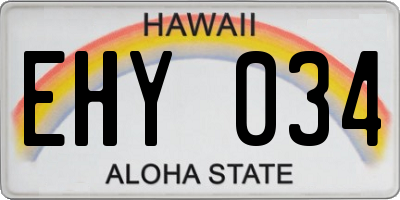 HI license plate EHY034