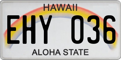 HI license plate EHY036