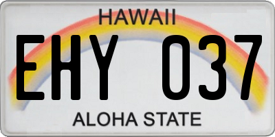 HI license plate EHY037