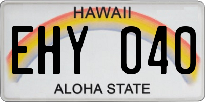 HI license plate EHY040