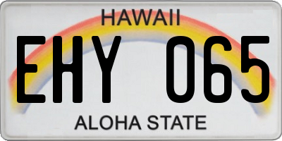 HI license plate EHY065