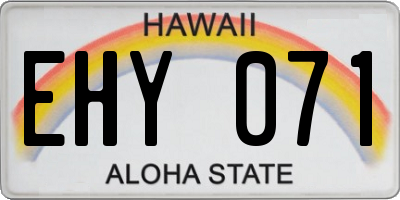 HI license plate EHY071