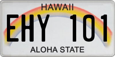 HI license plate EHY101