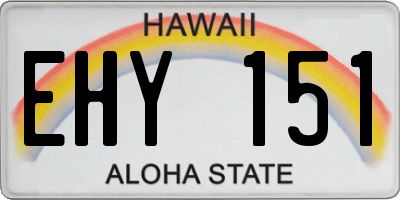 HI license plate EHY151