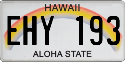 HI license plate EHY193