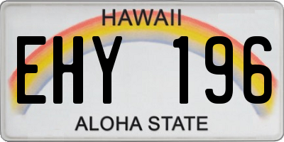 HI license plate EHY196