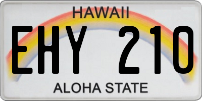 HI license plate EHY210