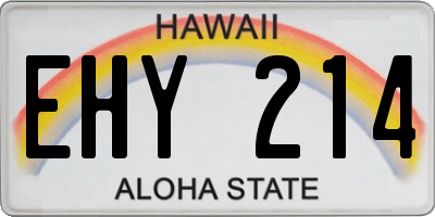 HI license plate EHY214